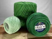 Lot of 3 Crochet Cotton Thread Greens Partial DMC Cebelia 699