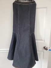 Bisou Bisou VTG 90s Y2K Denim Trumpet Flare Maxi Skirt 6 M Boho Grunge Western