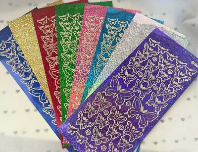 Peel Off Aufkleber - DIAMANT SCHMETTERLINGE Holografie 8 Farboptionen *siehe Angebot*