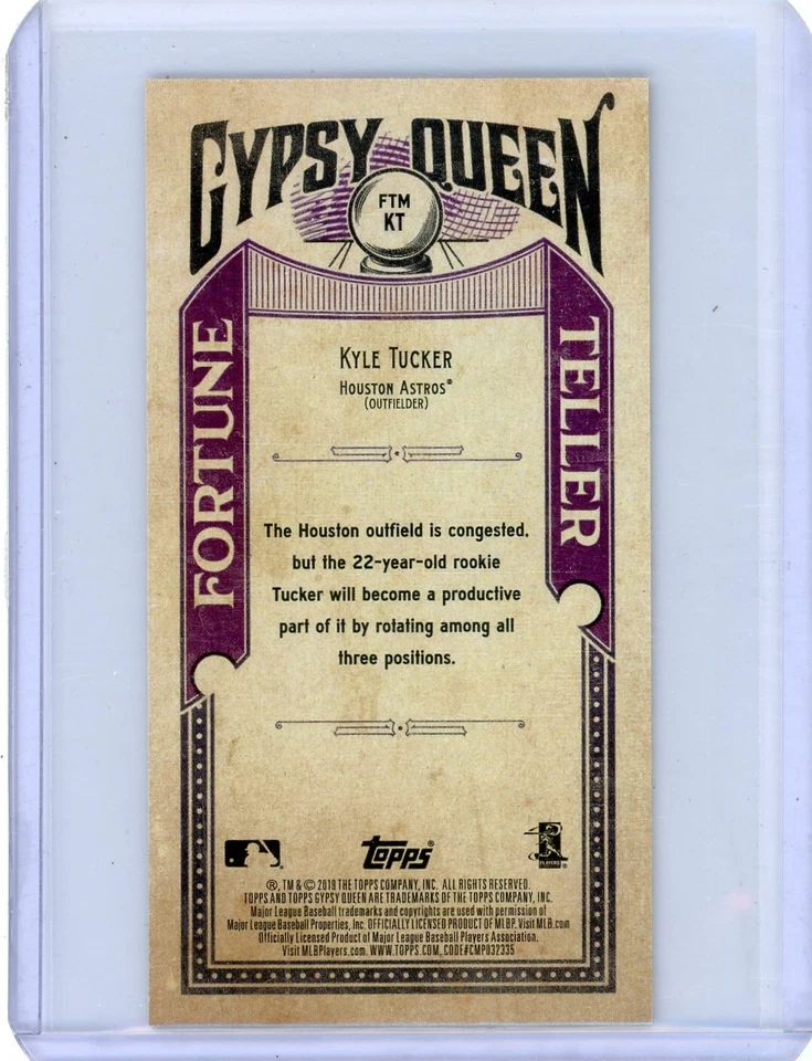 2019 Topps Gypsy Queen Kyle Tucker Houston Astros Rookie Mini Fortune Teller - Image 2 of 2