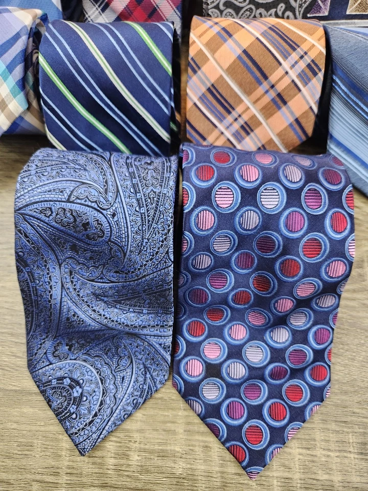 Lote de 14 gravatas masculinas de seda Stafford xadrez paisley listrado designer - Imagem 2 de 4