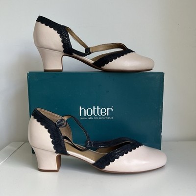 Hotter Viviene-Vivey1 Schuhgröße 8 beige marineblau niedriger Absatz Wildleder Lack neu & originalverpackt