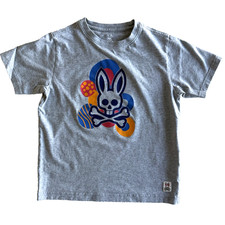 Boys 10-12 Psycho Bunny Graphic T-Shirt Gray Heather EUC