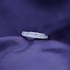 Wedding Band Ring 14k White Gold Plated 2ct Princess Cut Simulated Diamond
