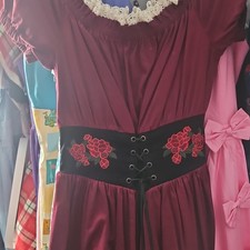 The Dress Shop Disney Burgundy Pirate Lace Up Midi A-Line Embroidered Dress XL