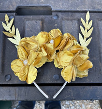 Gold Floral Crown Headband   Greek Goddess Fairy Costume Hair Accessory