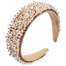 Faux Pearl Headband Hair Wide Side Hair Hoop Wedding Hair Accessories
