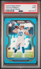 2020 Panini Prizm #325 Justin Herbert Light Blue Prizm PSA 9