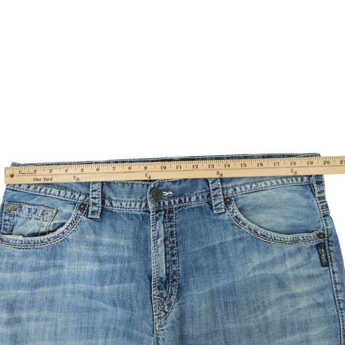 Silver Jeans Gordie Mens 40x30 Relaxed Fit READ Straight Leg Whiskered Denim - Picture 3 of 16