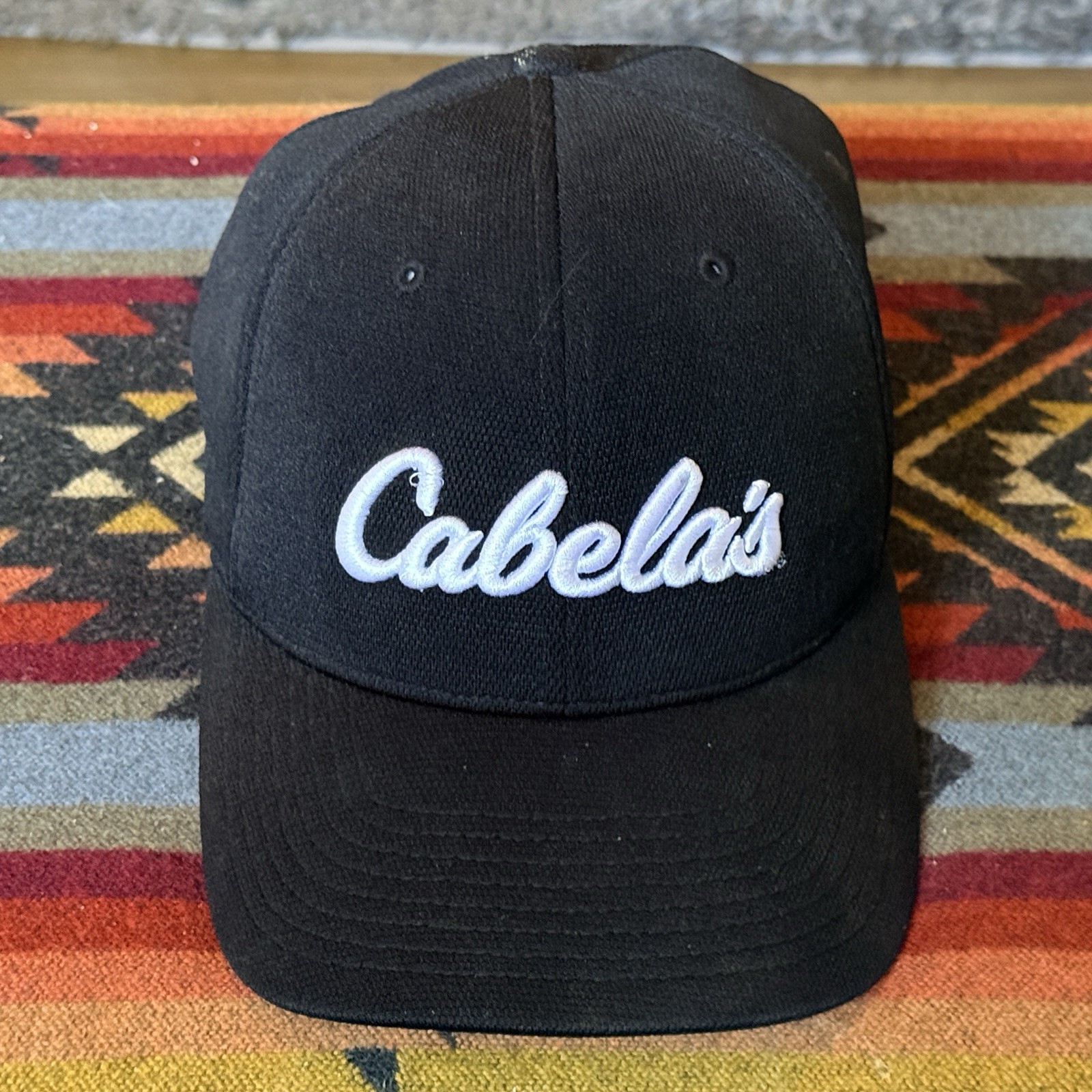 Cabela's Cap Hat Black One Size Fits All Flex Fit Embroidered