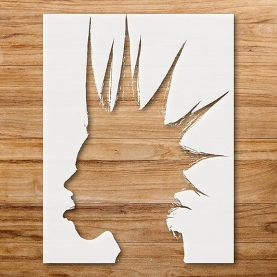 Rebellious Punk Silhouette with Spiky Hair for Crafting Stencils - StencilAir