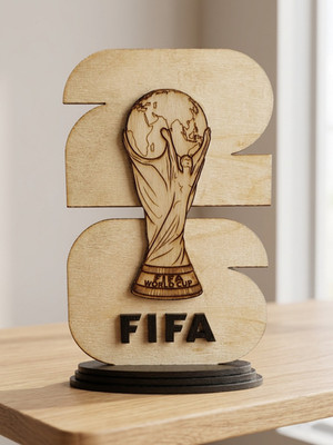 FIFA World Cup 2026 Wooden Trophy 3D Laser Engraved Multi-layer Soccer Decor Gif
