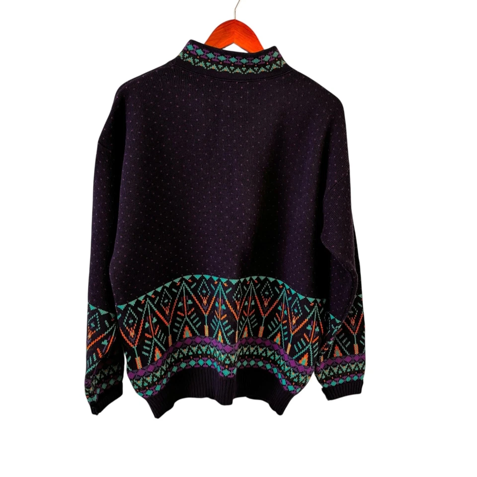 Vintage 90s Descente Nordic Ski Sweater Mens Large Mock Neck Canada Birdseye - Image 3 of 4