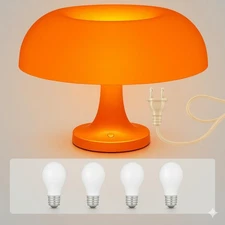 Orange Mushroom Lamp with 4 Replacable Bulbs– Retro Mid-Century Modern Mushro...
