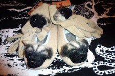 Cute Pug Slippers And Goves Rare Collectors New Size Large