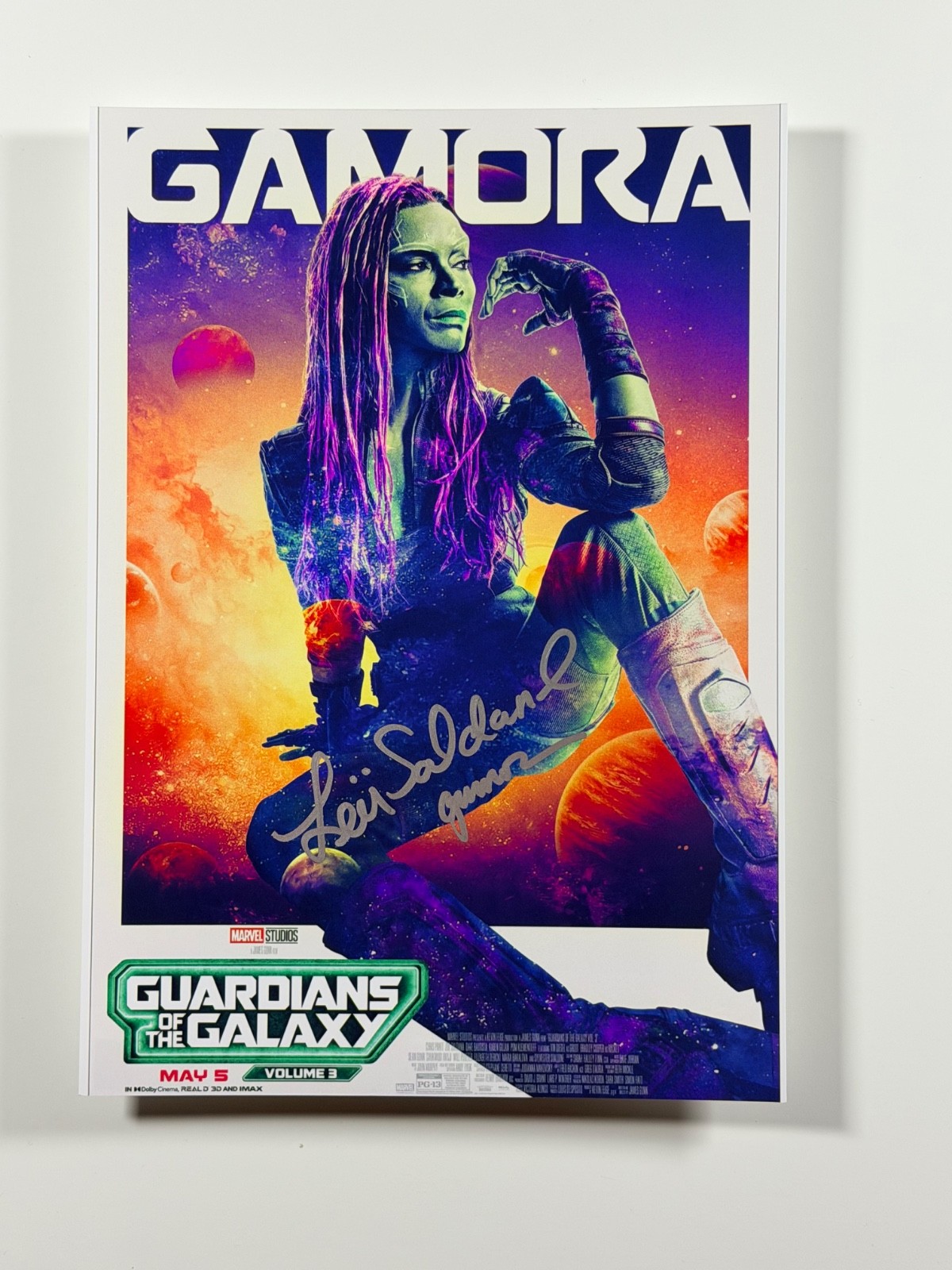 Zoe Saldana Signed 8x11 Guardians Vol. 3 Gamora Photo COA