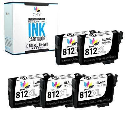 5-Pack CMYi Replacement 812XL Black Ink Cartridge for Epson WorkForce WF-7310