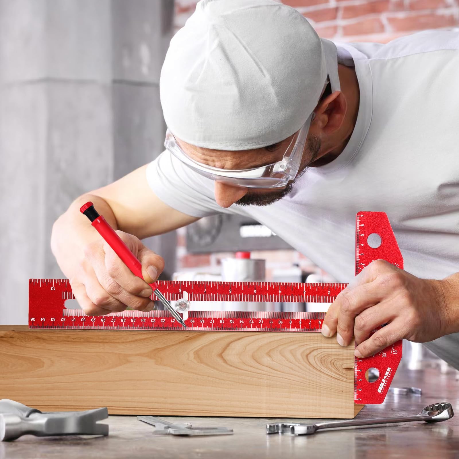 Adjustable Woodworking Scriber Marking Line Ruler Aluminum Alloy T-Square