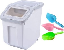 10KG Airtight Pet Food Storage Container with Lid & Wheels Large Grey