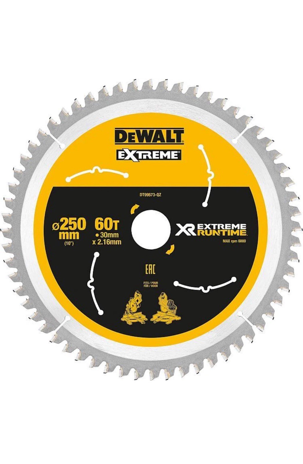 DeWalt Kreissägeblatt DT99573 XR Extreme Runtime 60Z 250/3