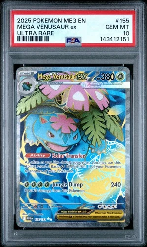 2025 POKEMON MEG EN-MEGA EVOLUTION ULTRA RARE #155 MEGA VENUSAUR EX PSA 10