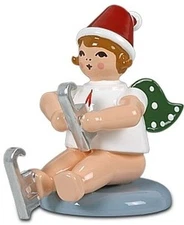 Angel Figure Christmas With Ice Skate Sitting Crown Height Approx 2 3/8in New