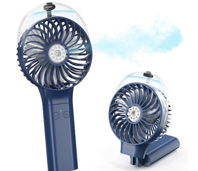 Portable Handheld Misting Fan, 3000mAh Rechargeable Battery Operated, 180° Folda