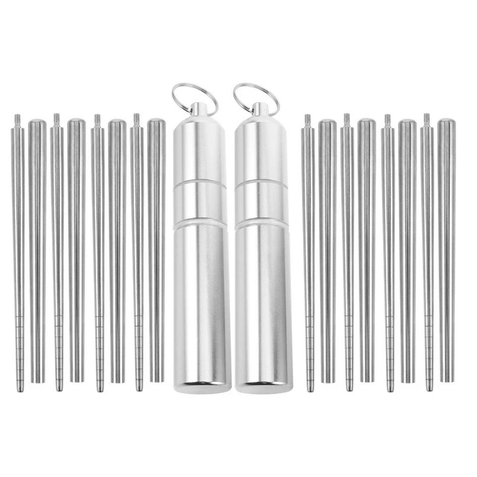 2 Sets Klappbare Essstäbchen mit Etui: Wiederverwendbares Edelstahl Besteck Set für - Bild 2 von 4