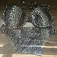 Victoria Secret Bikini 2 Pc Animal Print Bust 36C Bottoms LG