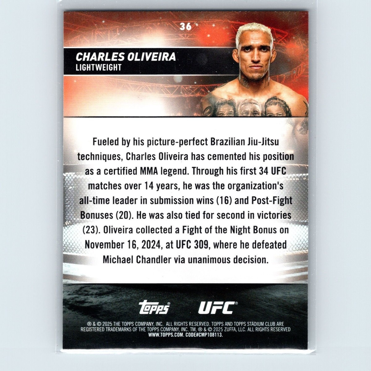 2025 Topps Stadium Club UFC - Charles Oliveira #36 | eBay