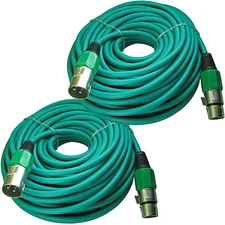 Pair of 100 ft foot 30m meter lead MALE to FEMALE 3pin XLR powered speaker cable