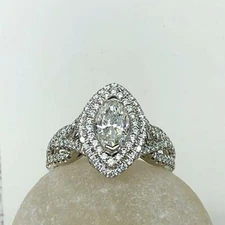 2ct Simulated Diamond Dual Halo Split Band Cocktail Ring White Gold Plated