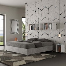 Letto legno matrimoniale NUAMO 160x190 con o senza contenitore finitura cemento