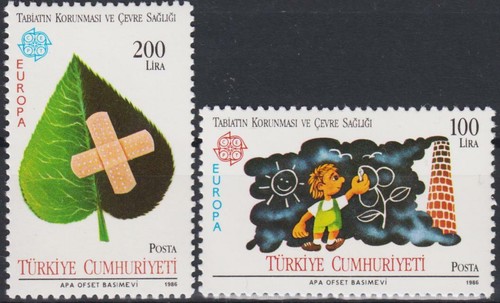 Turkey 1986 Europa Nature Conservation Leaves Plants Children's Drawings 2v MNH - Picture 1 of 1