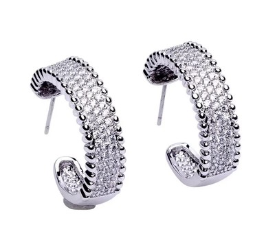 0.80 Ct Moissanite Huggies Hoop Earring 925 Sterling Silver Wedding Earrings