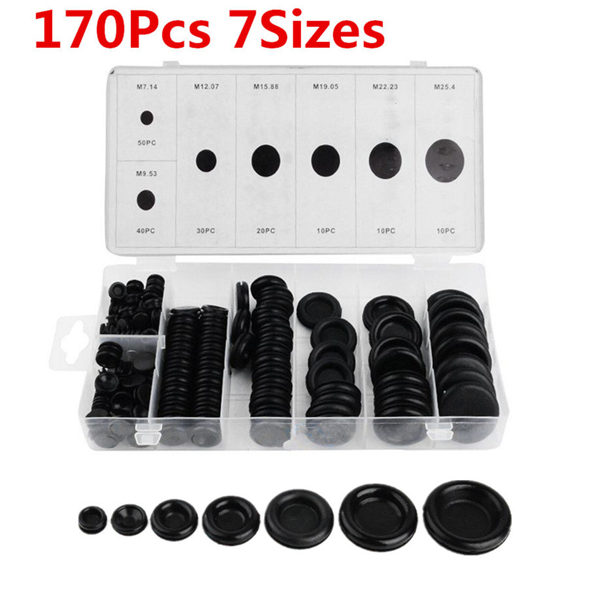 170Pcs Car Rubber Grommet Firewall Hole Plug Set Electrical Wire Gasket Kit