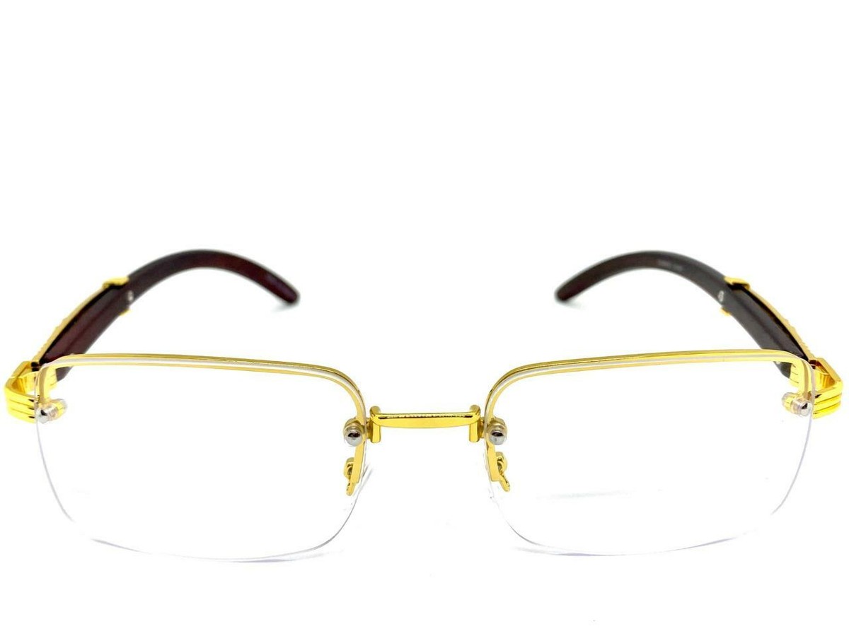 Men's CLASSY Elegant Modern Style Clear Lens EYE GLASSES Gold & Faux