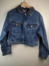 Airfield Brand Vintage denim jacket 40" chest 12/14 stonewash beaded embellished