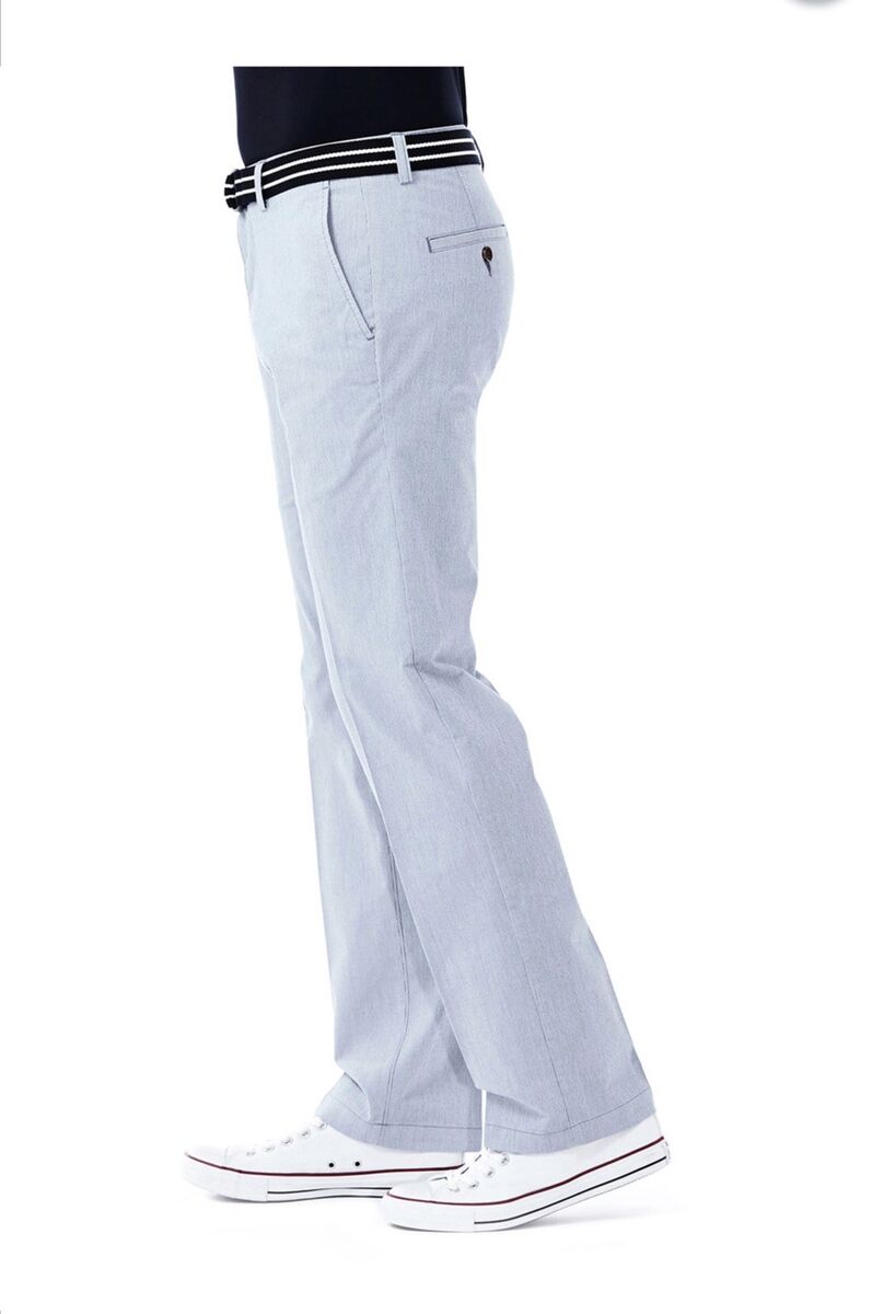 Men's Belted Poplin Mini Stripe Straight-Fit Plain-Front Men's Belted Poplin Mini Stripe Straight-Fit Plain-Front
