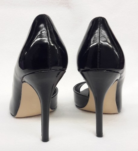 ELLE Katia Shiny BLACK Dress High Heels Women Open Toe Slip-on Fashion SIZE 9 - Picture 11 of 12