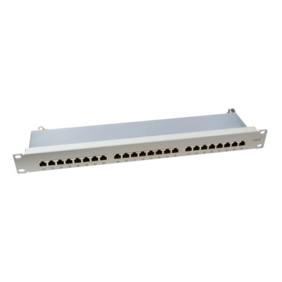 24 Port RJ45 Patchpanel Patchfeld Verteilerfeld grau CAT6 geschirmt LSA Leisten