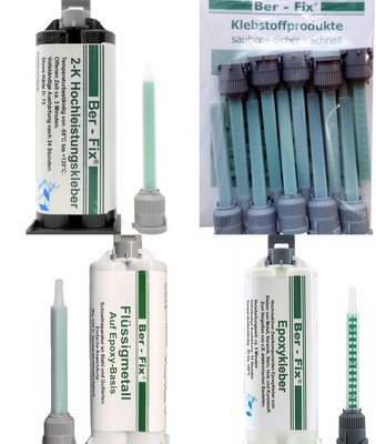 Ber-Fix 2K-Kleberset | 50g Hochleistungskleber Epoxykleber Flüssigmetall Spitzen