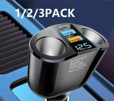 Outlet 12V Dual USB Car Cigarette Lighter Socket Splitter Power Adapter Charger