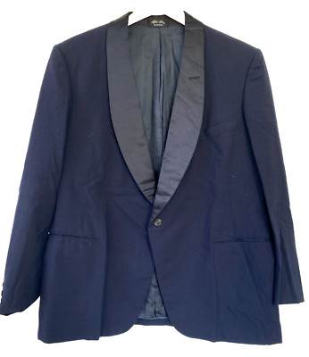 Vtg 50s After Six Black Rockabilly Tux 42R Silk Shawl Collar Tuxedo Jacket