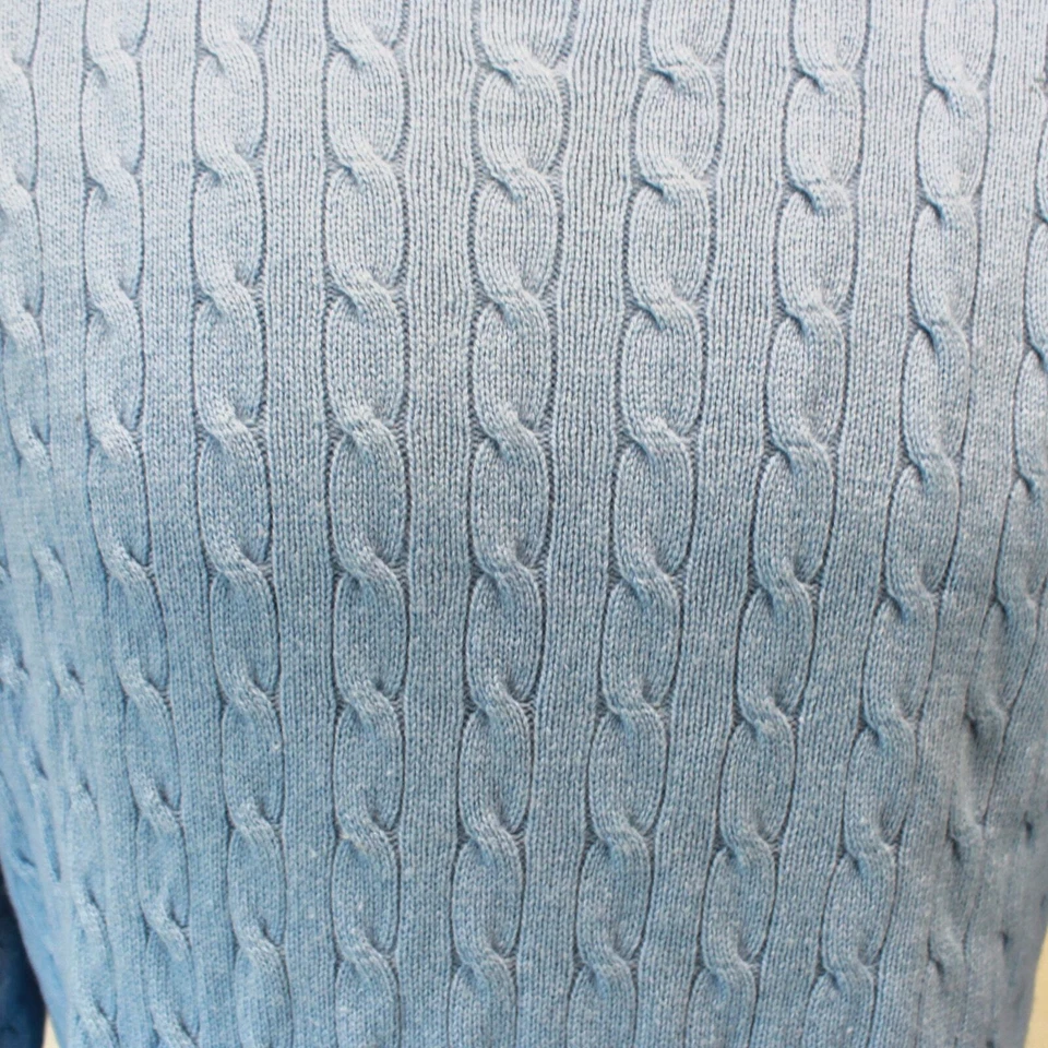 Paul Fredrick Blue Merino Wool Cashmere Cable Knit Pullover Sweater Large - Image 4 of 4