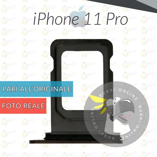 CARRELLO SIM APPLE IPHONE 11 PRO SLOT PORTA SCHEDA LETTORE VANO TRAY NERO BLACK - 第 1/2 張圖片