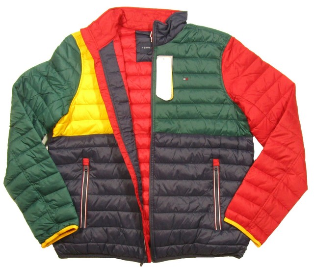 tommy hilfiger colour block puffer jacket