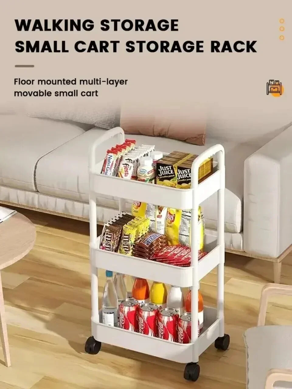 Chariot de cuisine mobile blanc pour optimiser le rangement du cellier - 2