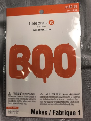 Celebrate It Halloween Balloon Orange Party "Boo" Foil Decoration 26.5”x 13 NEW - 第 1/4 張圖片