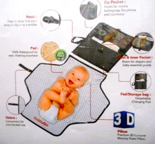 Kiddadles Premium Portable Changing Station Gray Baby Unused